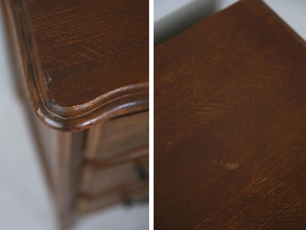 フランスアンティーク猫脚3杯ドロワー/木製チェスト/タンス/飾り棚(90-11)