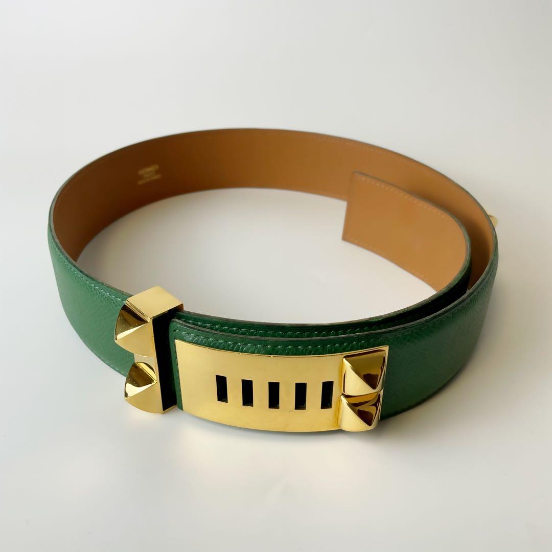HERMES エルメス コリエドシアン メドール ベルト グリーン×ゴールド78
