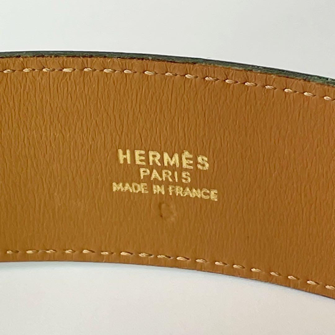 HERMES エルメス コリエドシアン メドール ベルト グリーン×ゴールド78