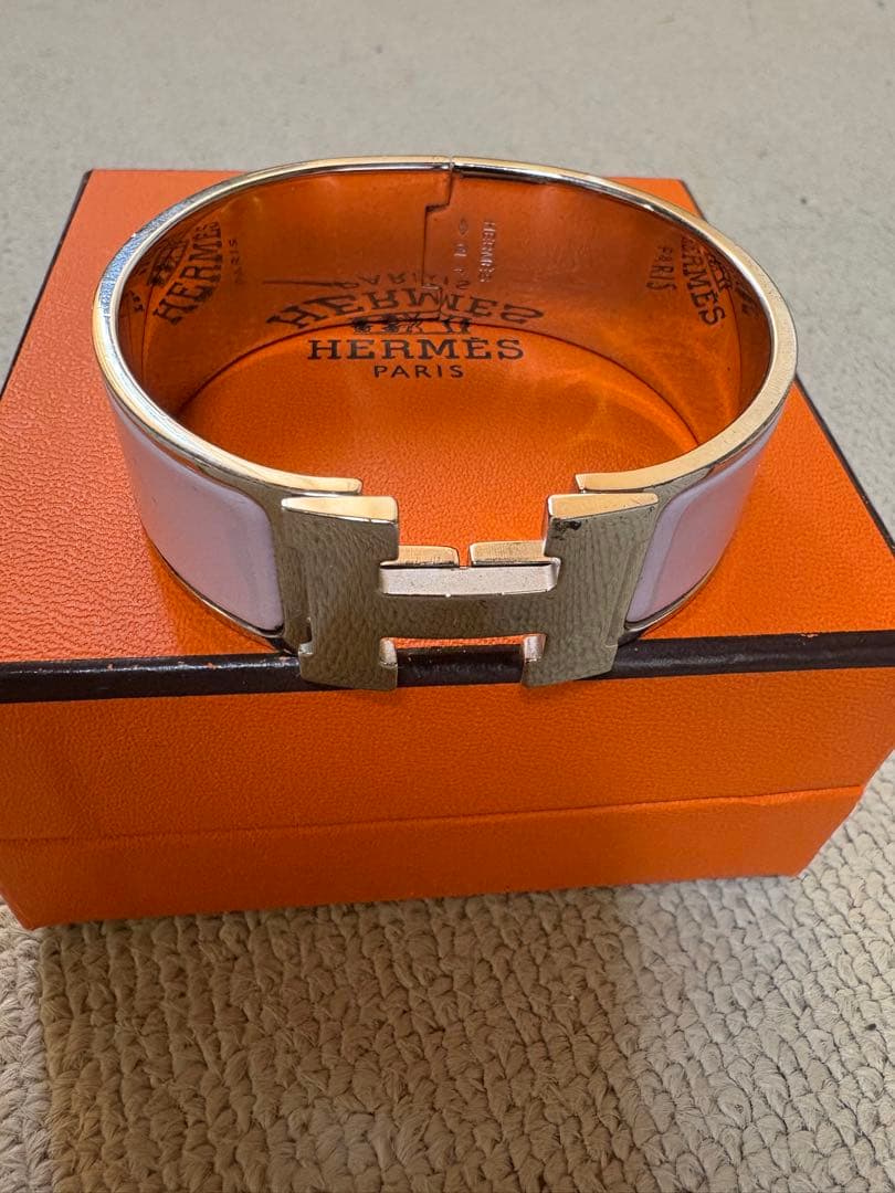 (*)様 HERMES bracelet H ピンク バングル　エルメス　クリッ