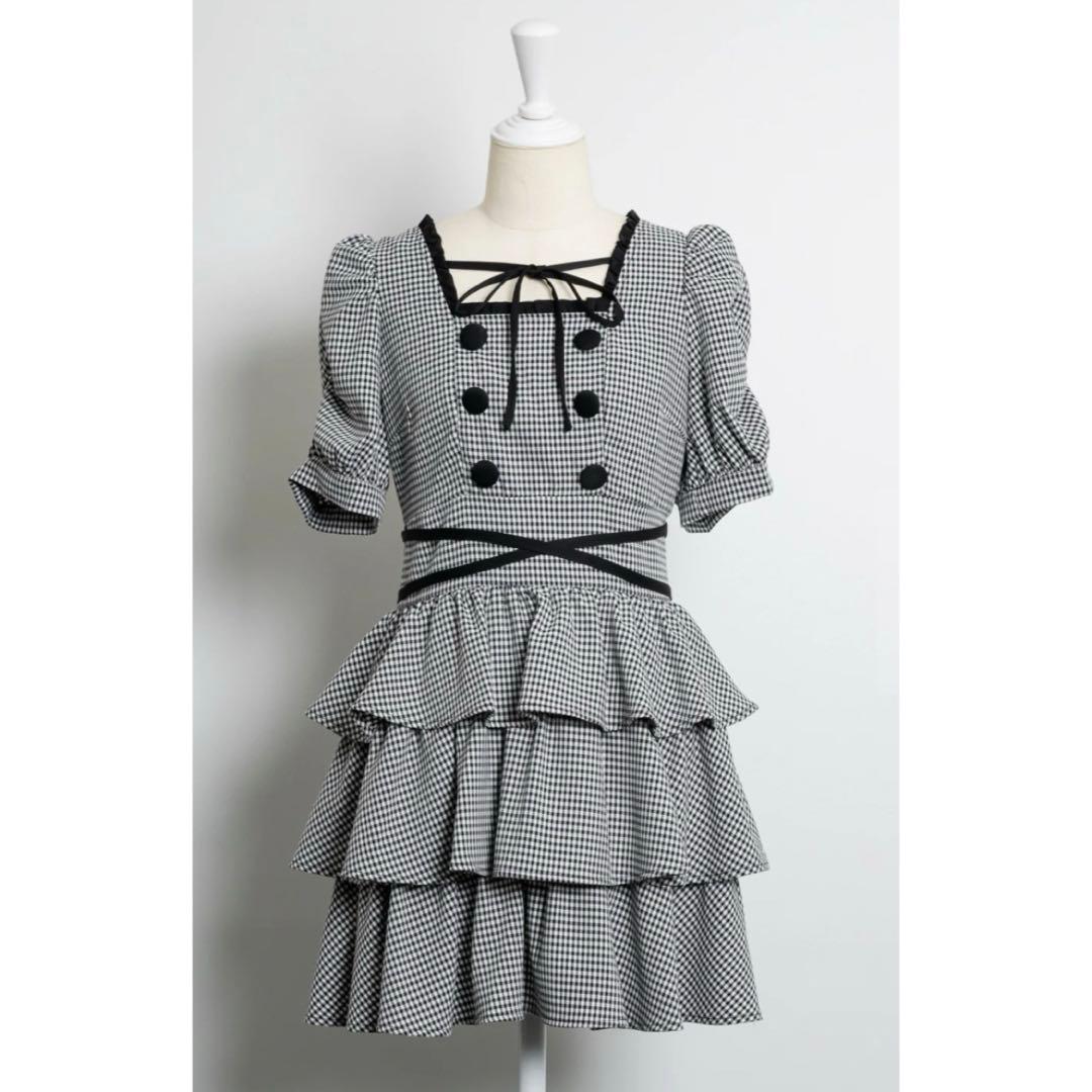 【最終値下げ】pium クロスベルト半袖ティアードミニワンピース ギンガム