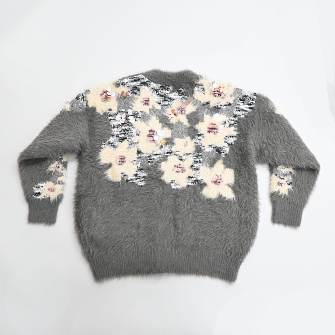 □ 47890★年 定価3.5万 コエル 花柄ビジューシャギーカーディガン