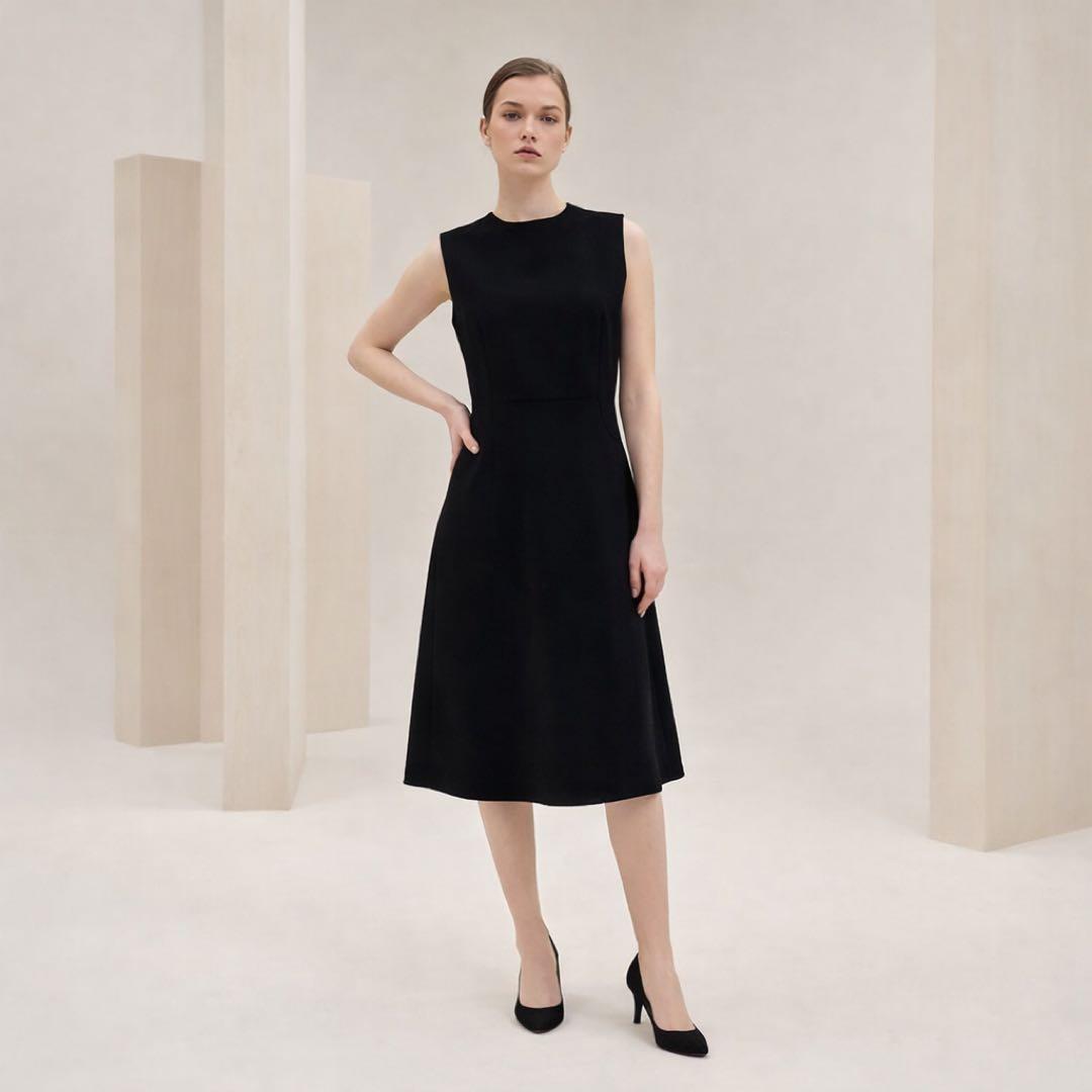 新品　 HERMES エルメス ブラック 刺繍　エレガント　ワンピース