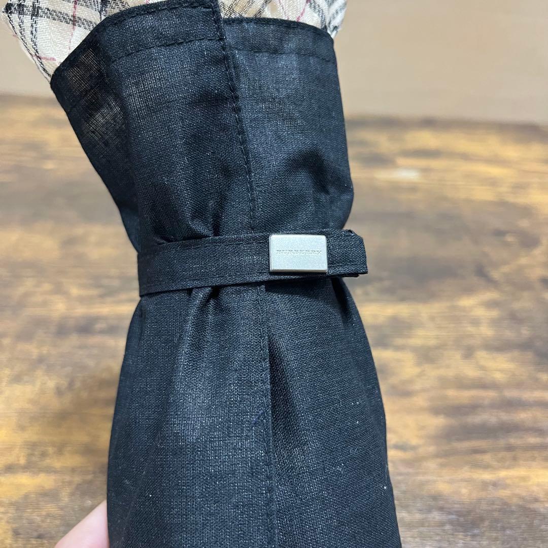 美品✨BURBERRY バーバリー フリル付き折りたたみ日傘 ブラック