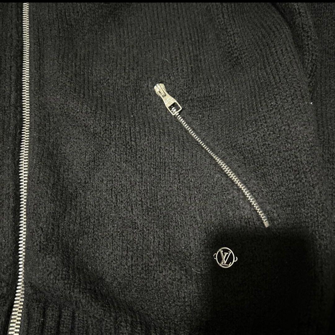 極美品 ルイヴィトン ドライバーズニット フルジップ ウールニット ブラック L