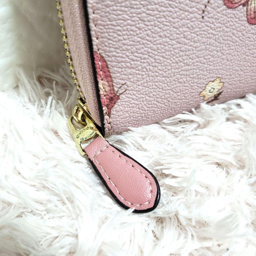 COACH コーチ 蝶々 バタフライ 花柄 ラウンドファスナー長財布 美品
