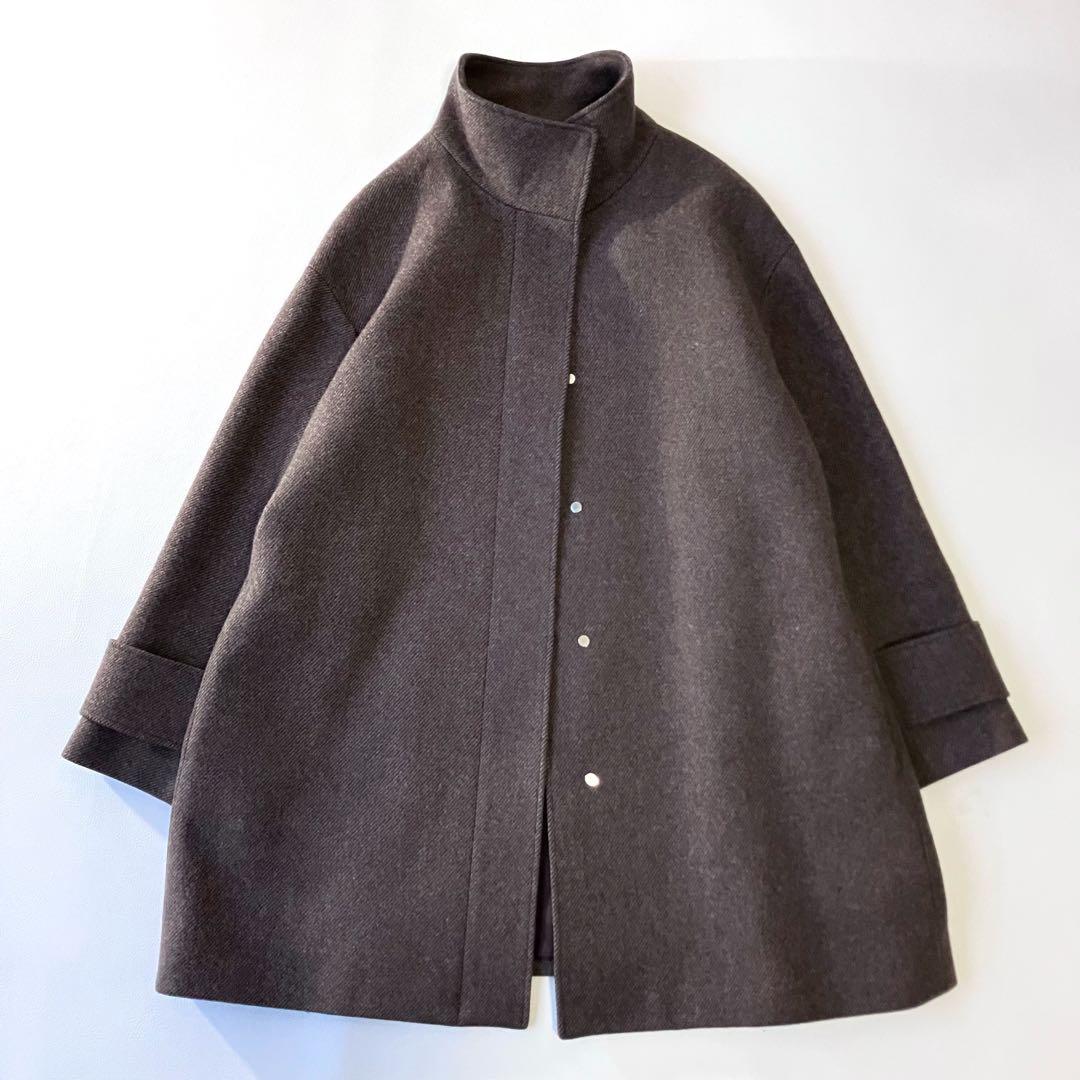 極美品 ユナイテッドアローズ スタンドカラーコート 定価4.6万円 ウール 茶色