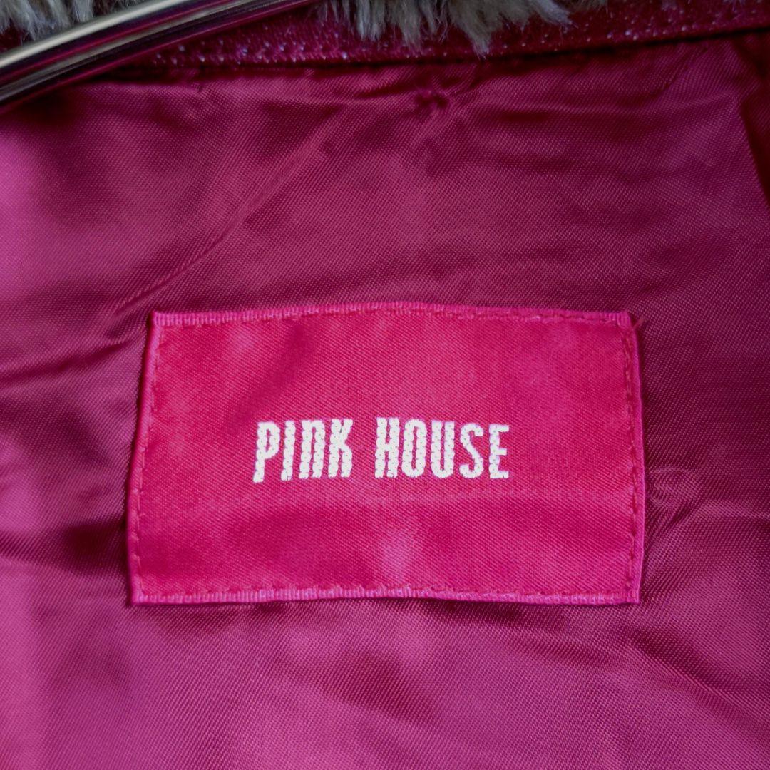 【メルヘン】PINKHOUSE　デニムツイードファージャケット　赤ピンク