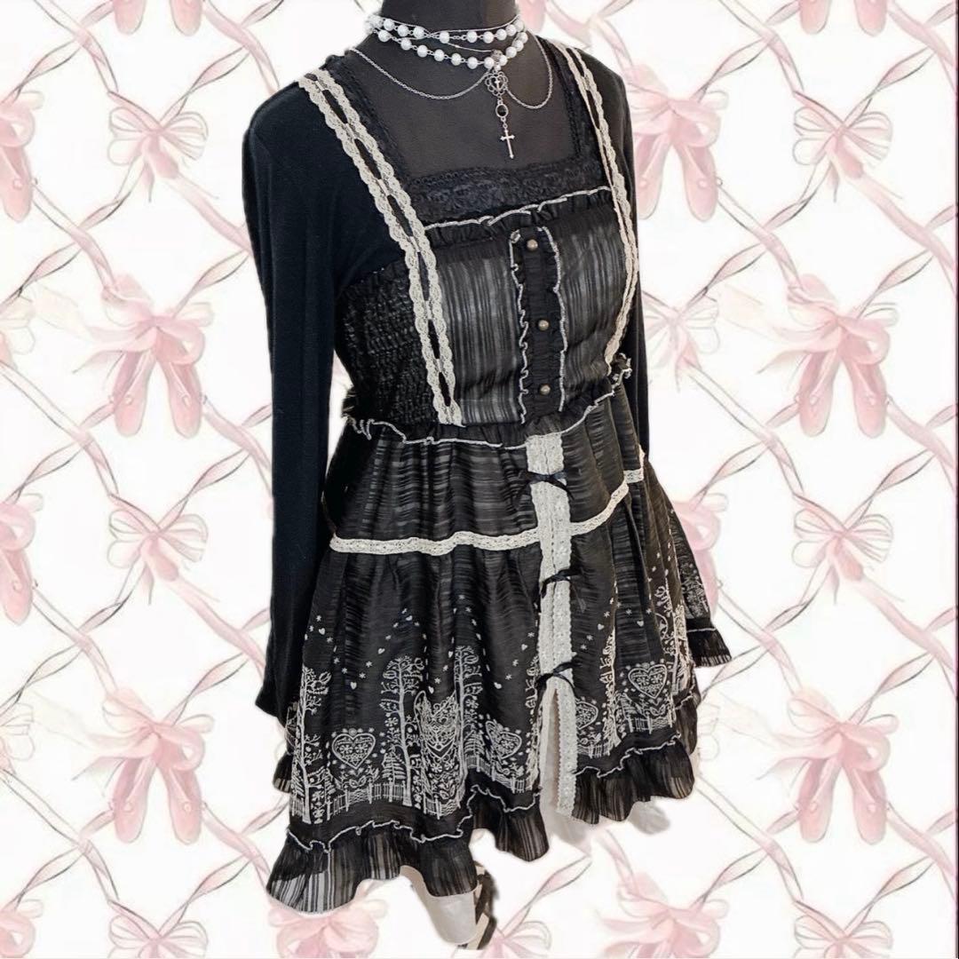 axes femme 2点セット リボン レース ワンピ ダークコア 姫 平成