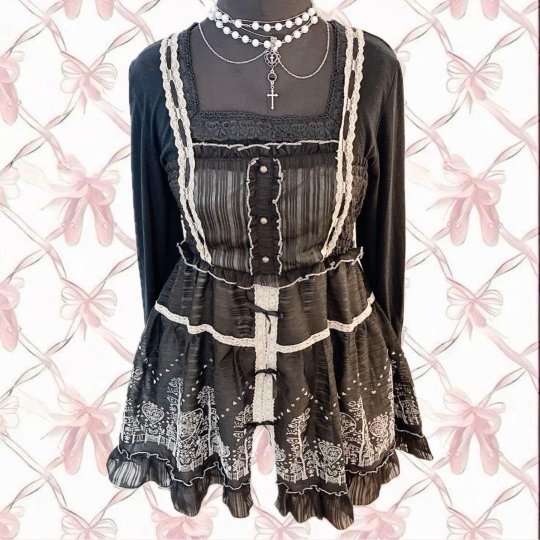 axes femme 2点セット リボン レース ワンピ ダークコア 姫 平成