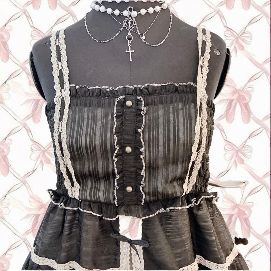 axes femme 2点セット リボン レース ワンピ ダークコア 姫 平成