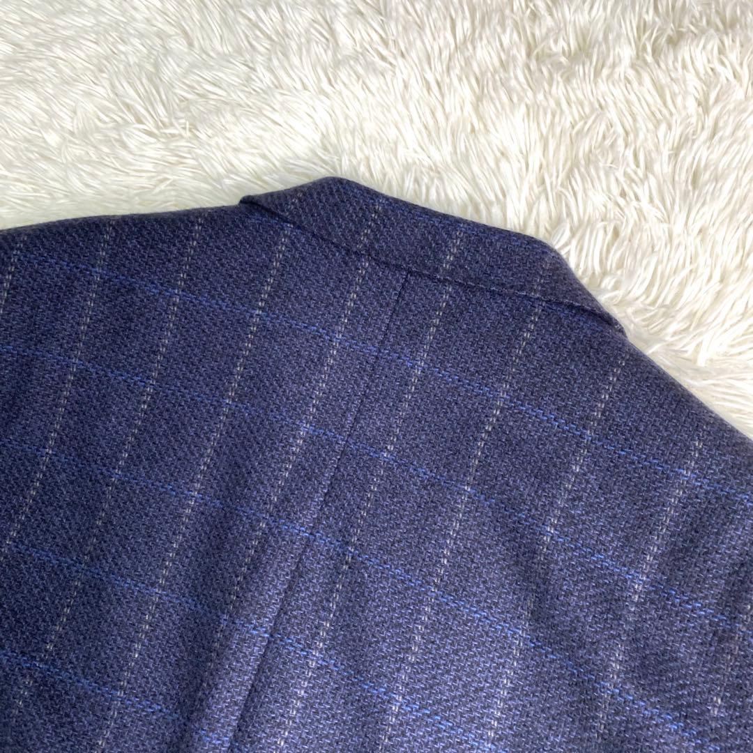 美品✨Burberry テーラード カシミヤ100% チェック M ネイビー