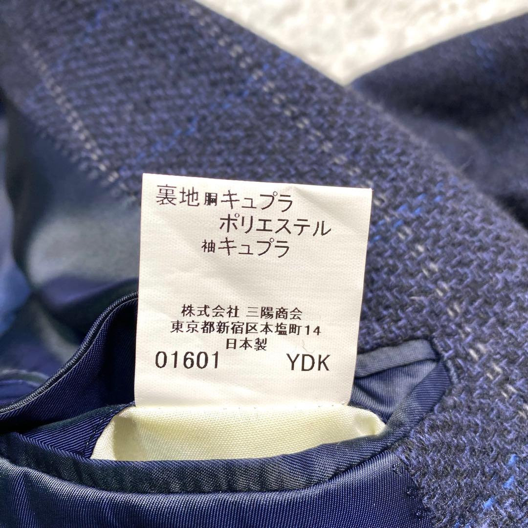 美品✨Burberry テーラード カシミヤ100% チェック M ネイビー