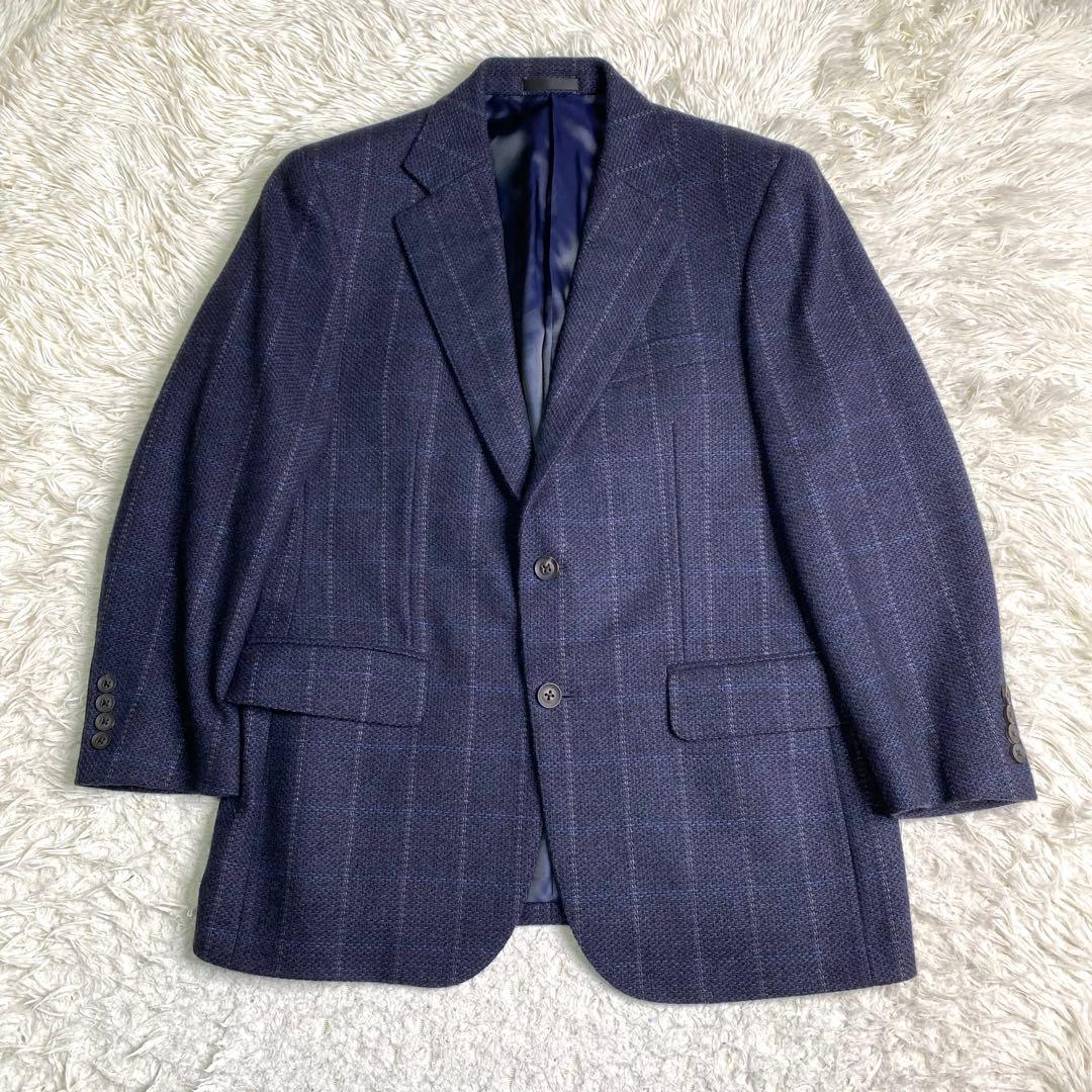 美品✨Burberry テーラード カシミヤ100% チェック M ネイビー