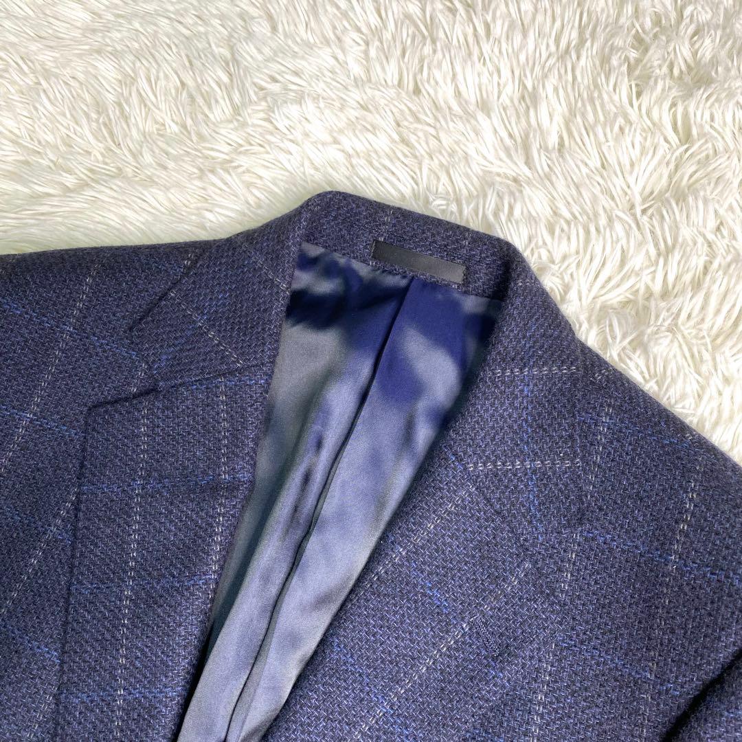 美品✨Burberry テーラード カシミヤ100% チェック M ネイビー