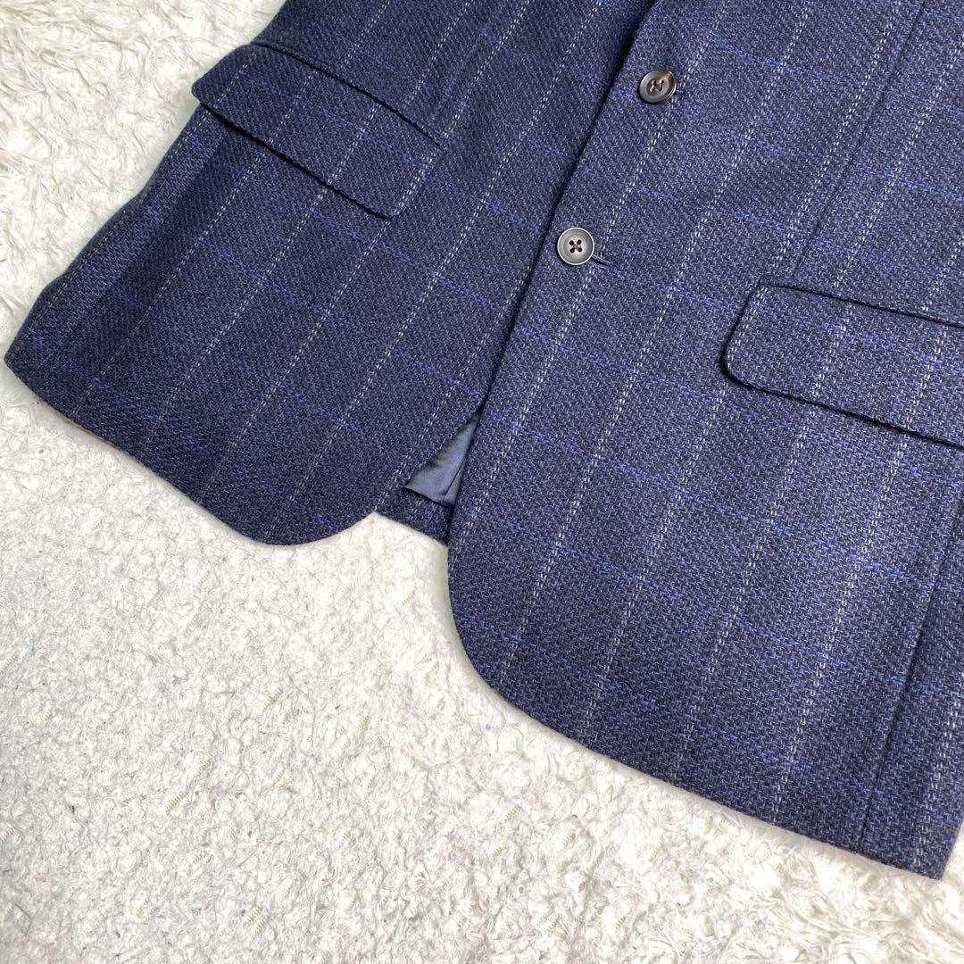 美品✨Burberry テーラード カシミヤ100% チェック M ネイビー