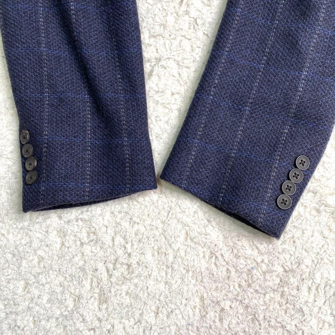 美品✨Burberry テーラード カシミヤ100% チェック M ネイビー