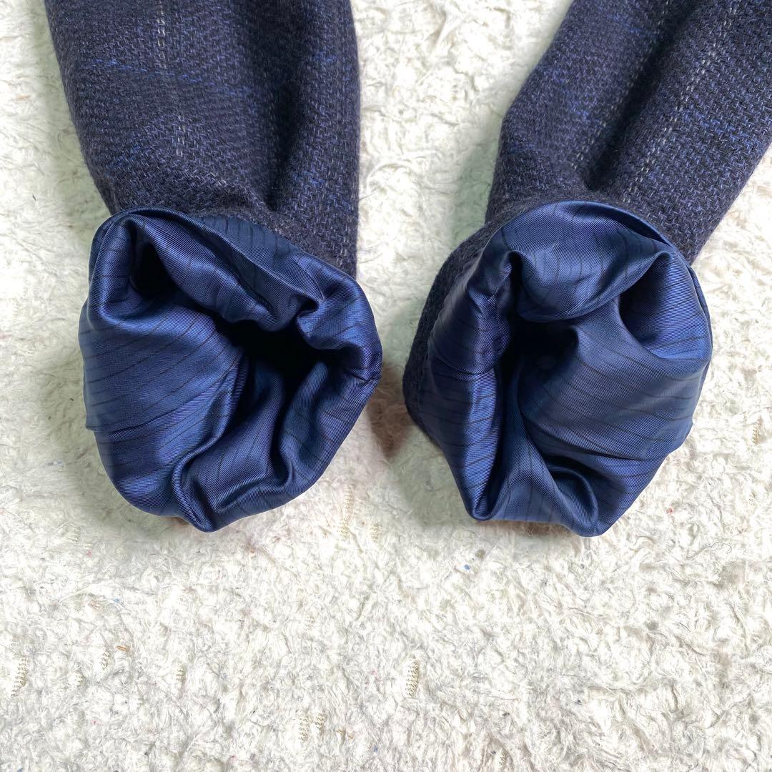 美品✨Burberry テーラード カシミヤ100% チェック M ネイビー