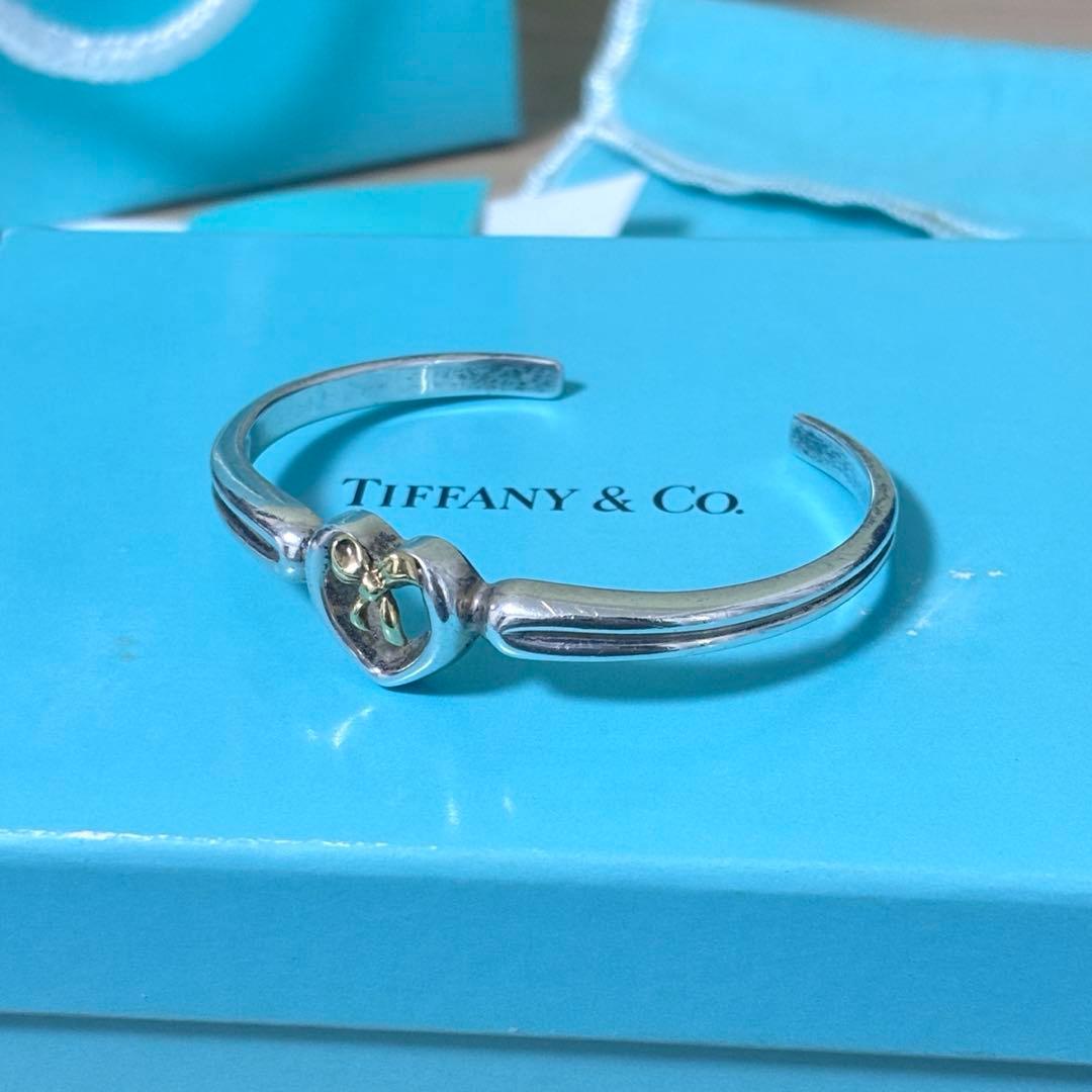 【希少】TIFFANYティファニー バングル ハート リボン
