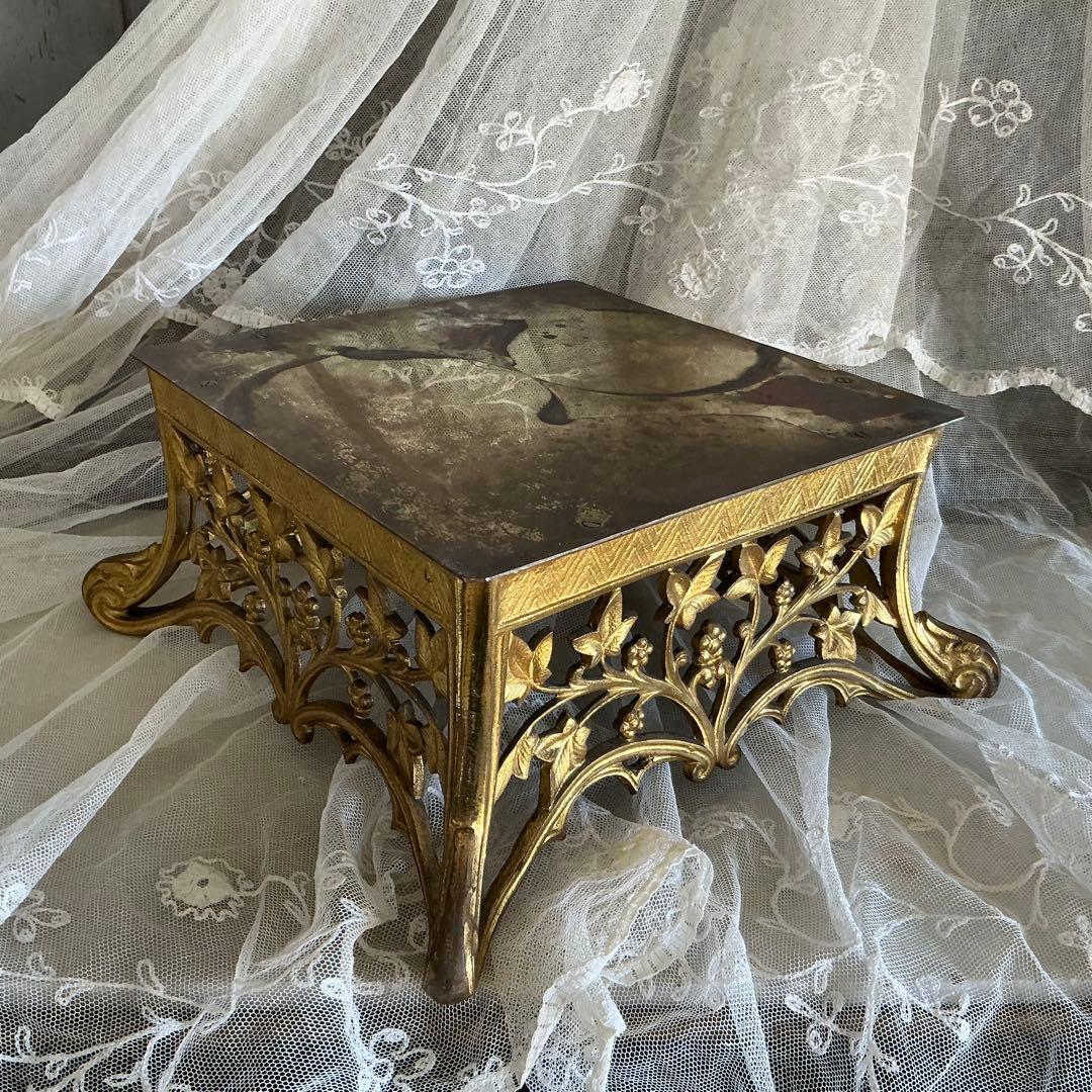 ＊希少＊１９世紀フランスアンティーク　ブロンズ×金鍍金　ディスプレイ台　ポワドレ