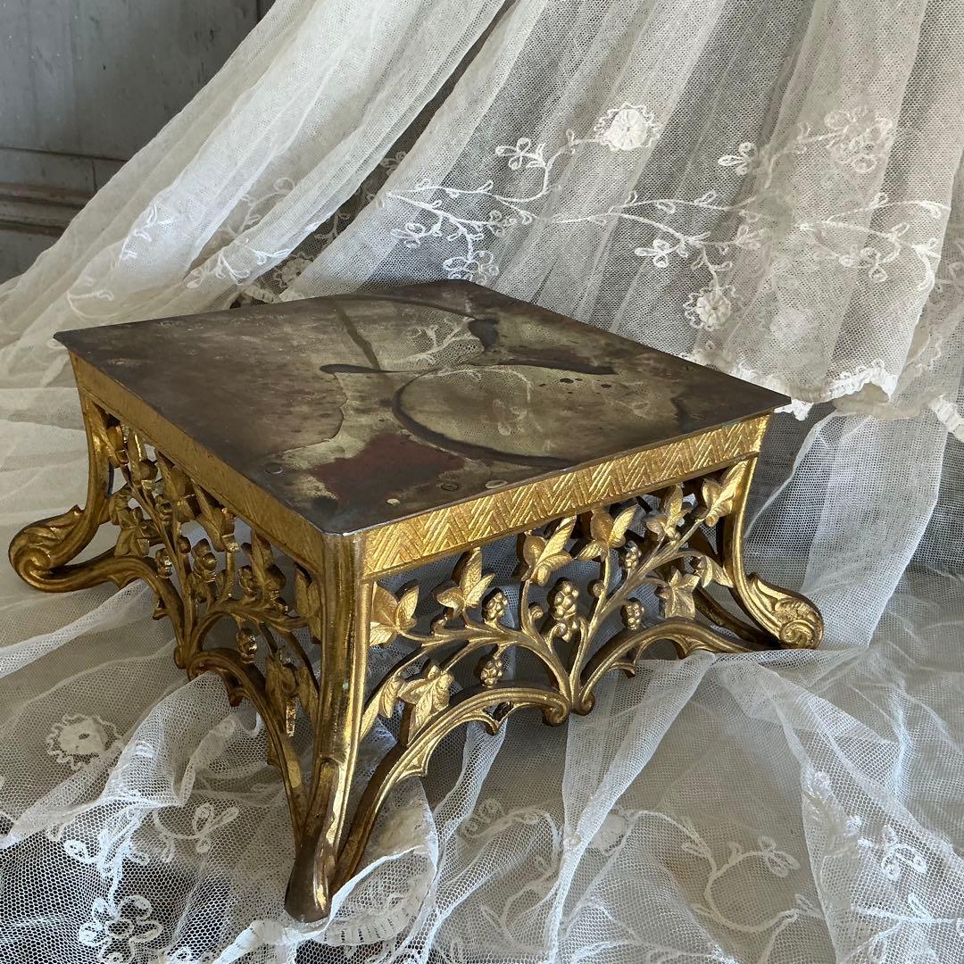 ＊希少＊１９世紀フランスアンティーク　ブロンズ×金鍍金　ディスプレイ台　ポワドレ