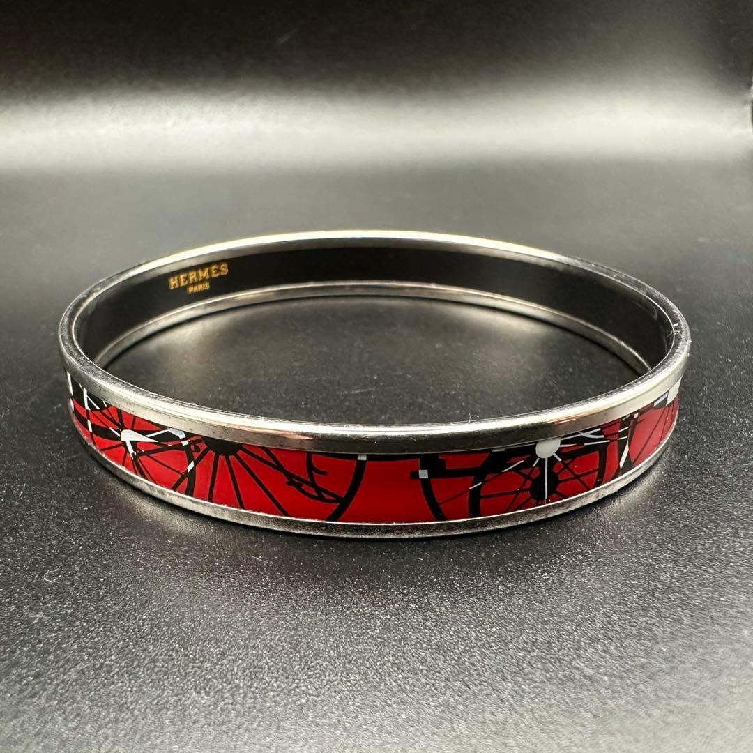 極美品✨　エルメス　バングル　エマイユ　七宝焼　シルバー　884