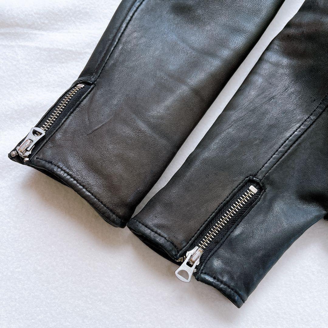 ジャーナルスタンダード ライダース レザージャケット 羊革 黒 ノーカラー 変型