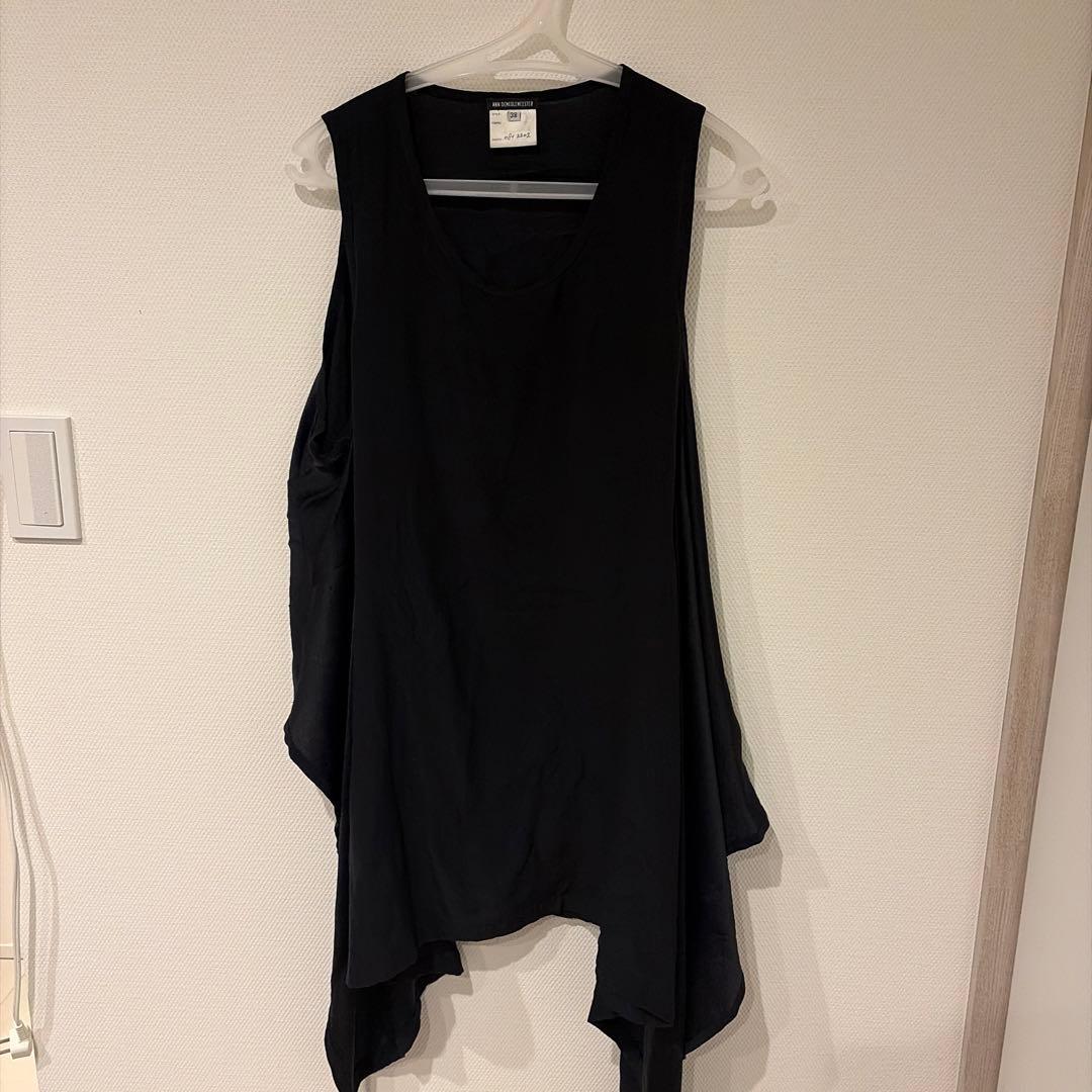ANN DEMEULEMEESTER ノースリーブチュニック 38 ブラック