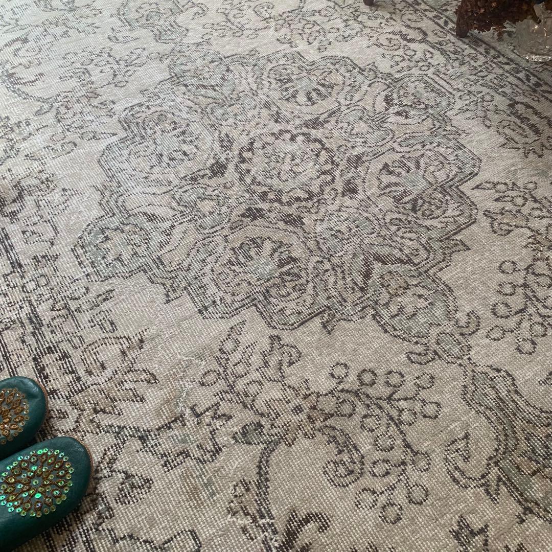 超大判　242×135 アイボリー　トルコヴィンテージラグ メダリオン