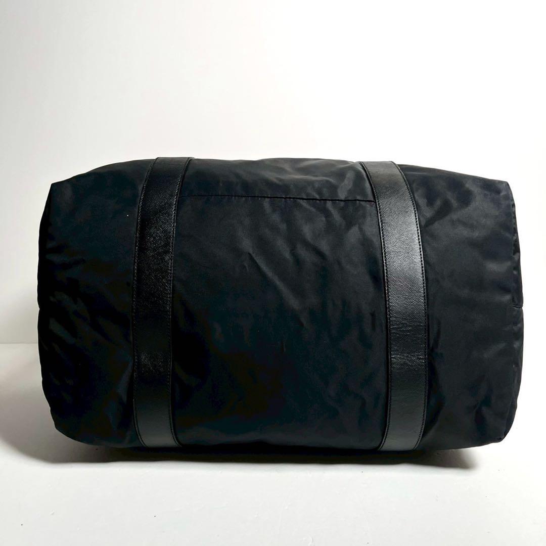 【極美品✨】プラダ　ボストンバッグ　肩掛け　テスートナイロン × レザー 黒色