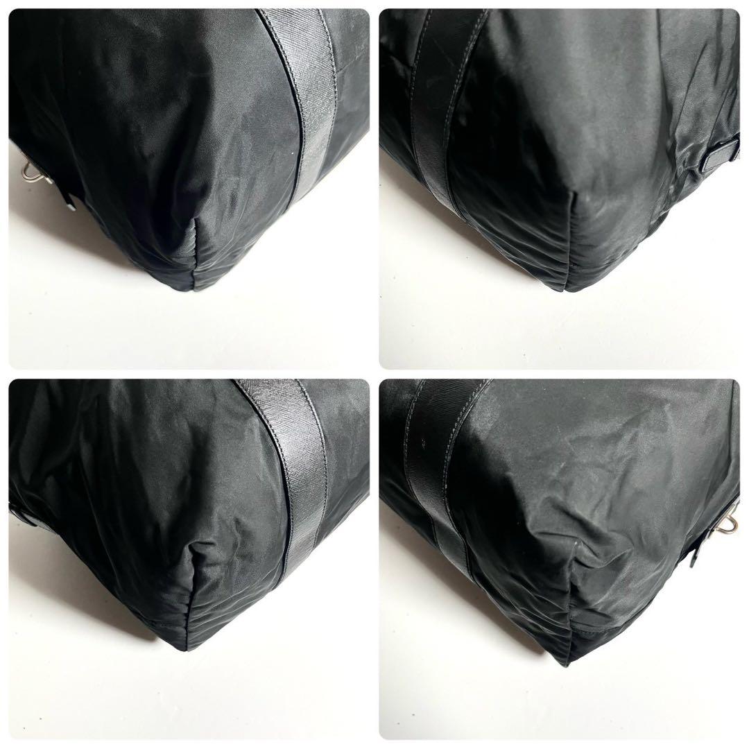 【極美品✨】プラダ　ボストンバッグ　肩掛け　テスートナイロン × レザー 黒色