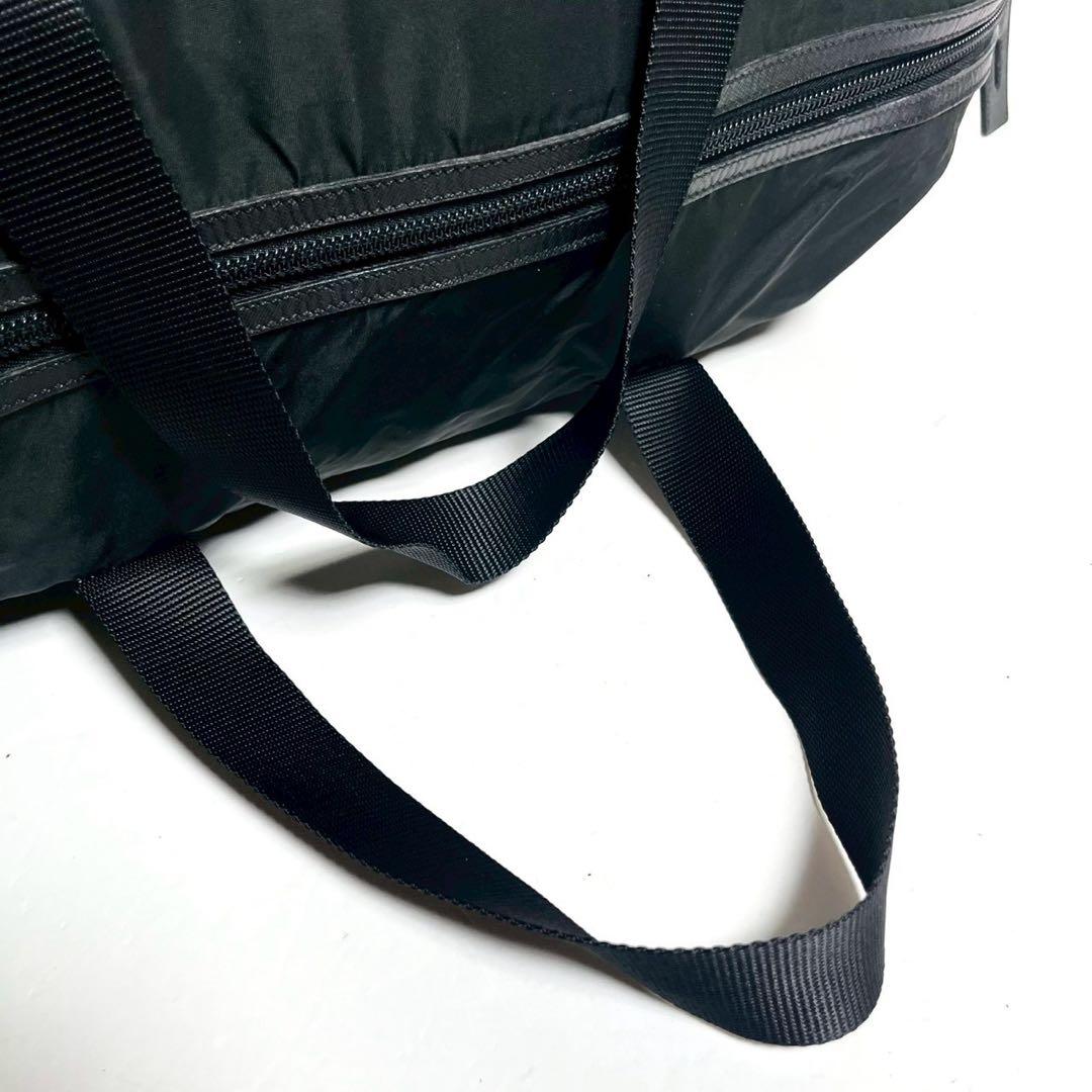 【極美品✨】プラダ　ボストンバッグ　肩掛け　テスートナイロン × レザー 黒色