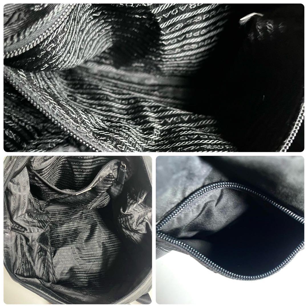 【極美品✨】プラダ　ボストンバッグ　肩掛け　テスートナイロン × レザー 黒色