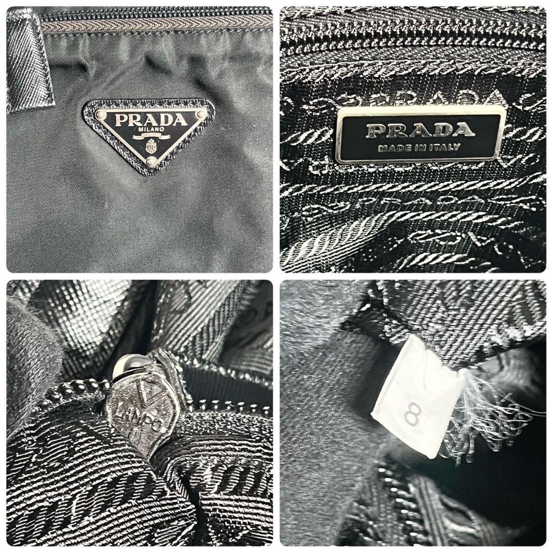 【極美品✨】プラダ　ボストンバッグ　肩掛け　テスートナイロン × レザー 黒色