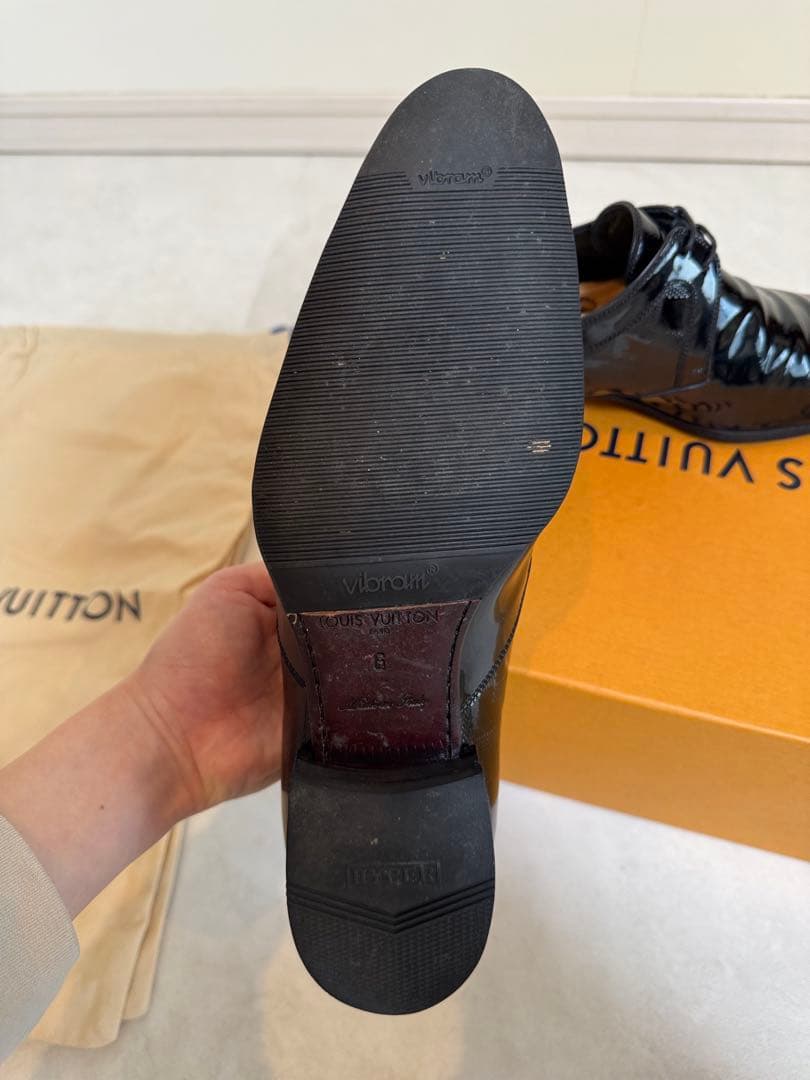 LOUIS VUITTON ダミエ 革靴 エナメルシューズ 裏張り済み