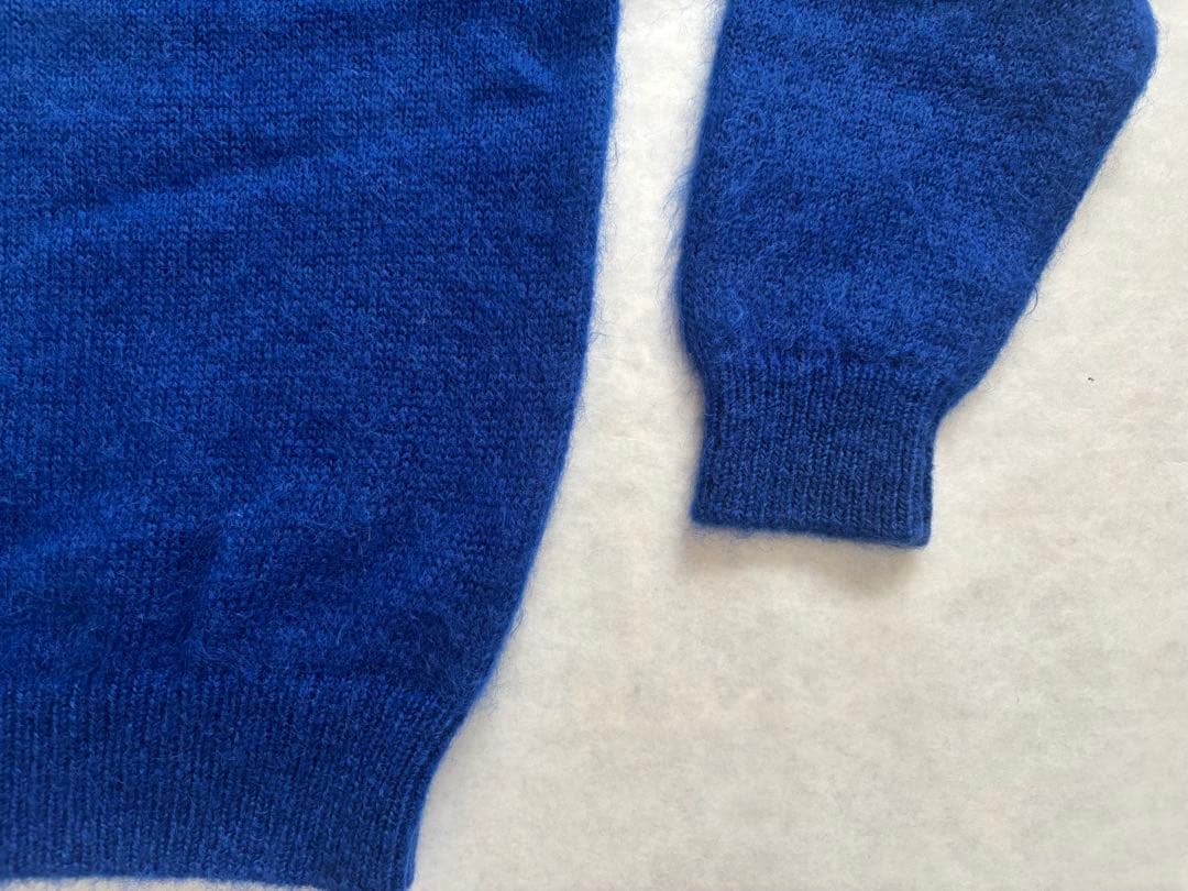 【希少】BATONER モヘア100% ニットポロシャツ ブルー サイズ2