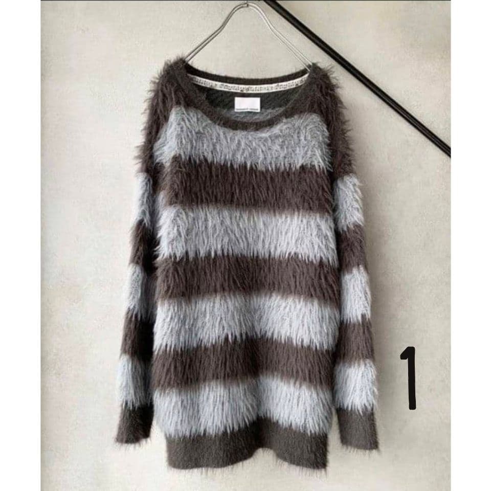 名作★廃盤品ナンバーナイン フェザーファーヤーンシャギーニットセーターアッシュ1