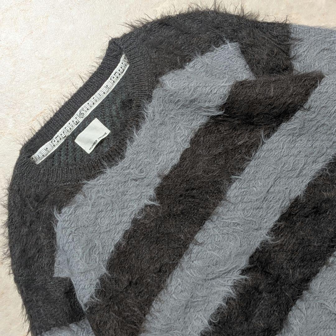 名作★廃盤品ナンバーナイン フェザーファーヤーンシャギーニットセーターアッシュ1