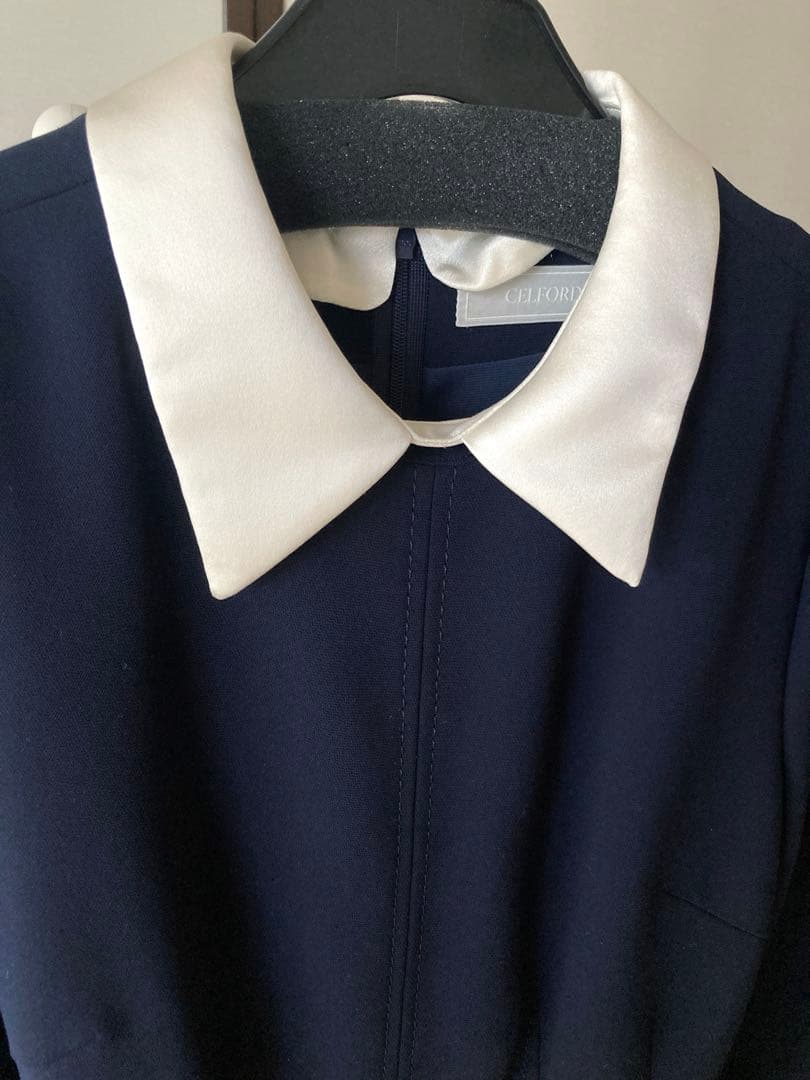 未使用★CELFORD セルフォード　襟付き2wayワンピース　紺　ネイビー38