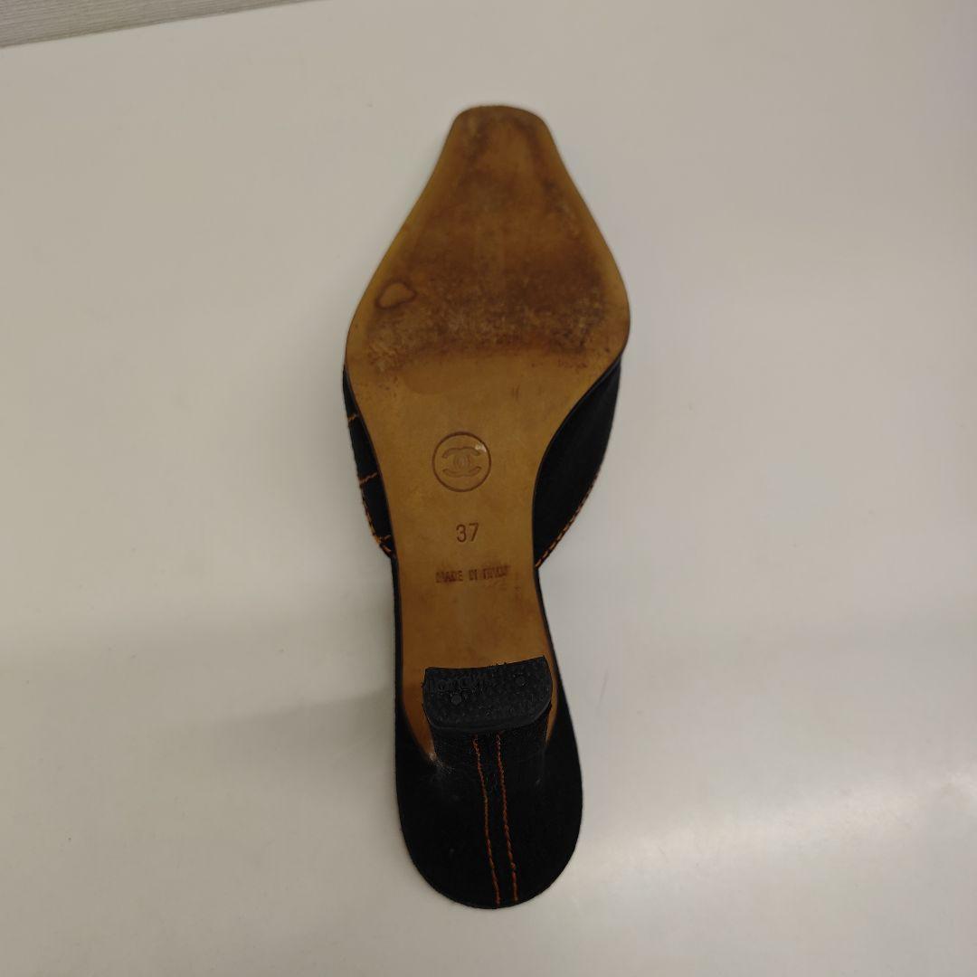 CHANEL ミュール チェック柄 黒