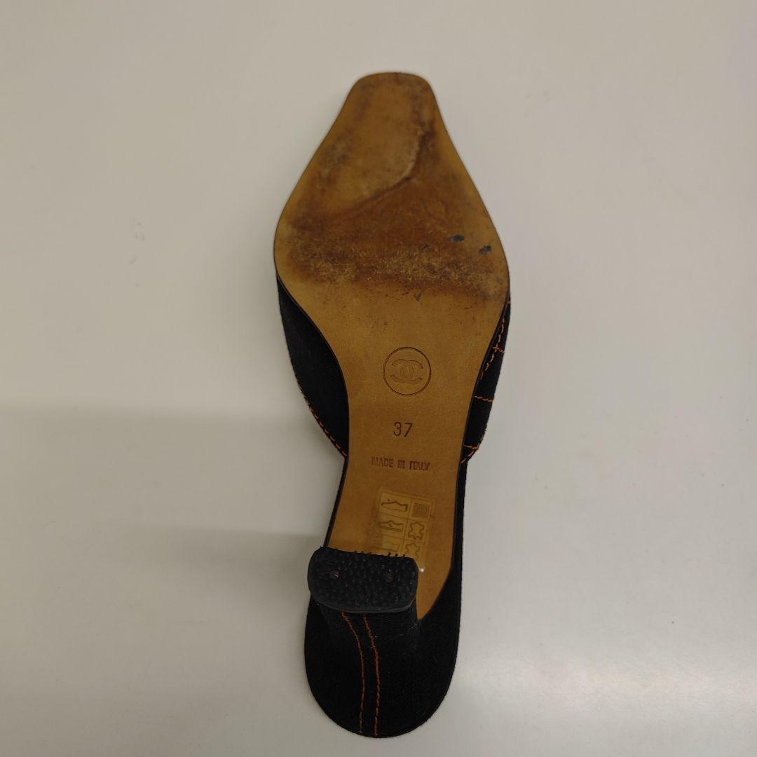 CHANEL ミュール チェック柄 黒