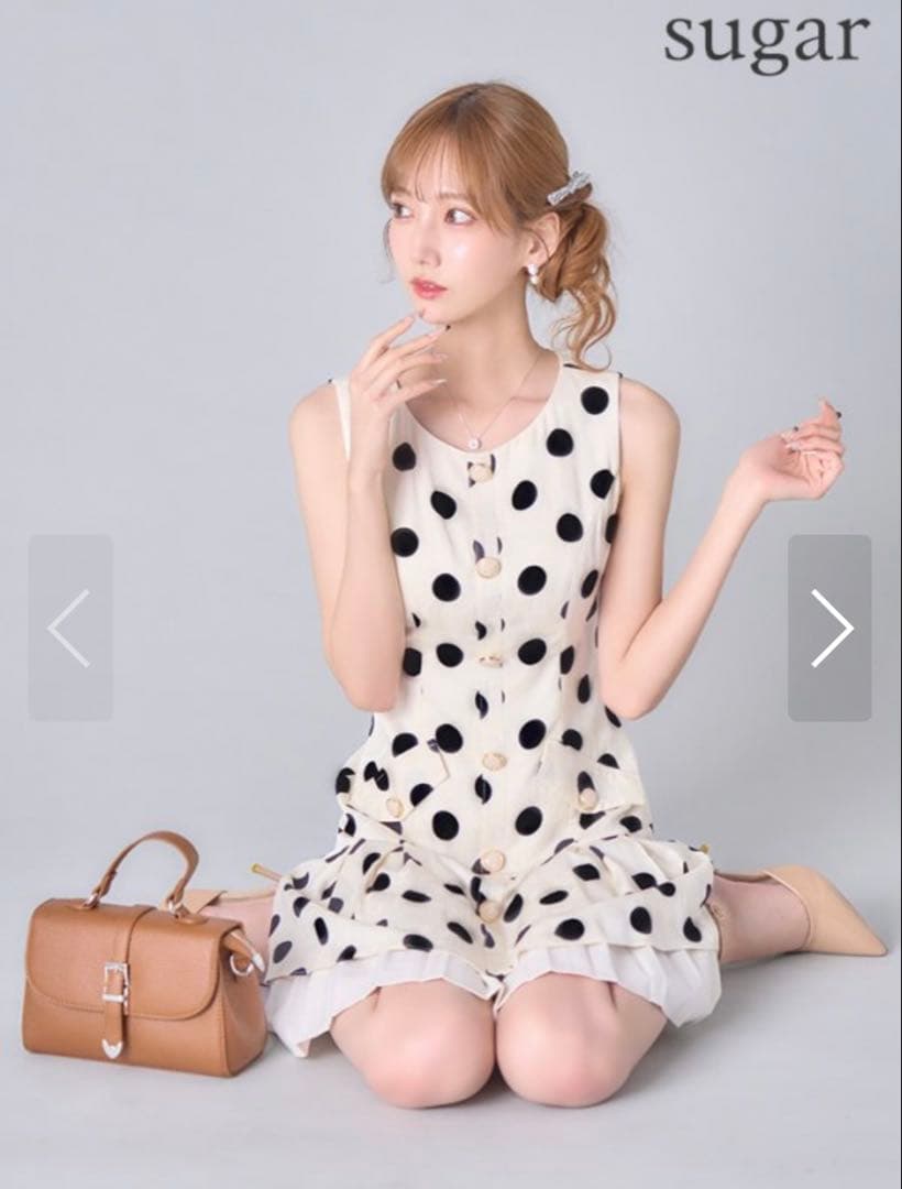 エルケイドレス　ドット柄フレアドレス