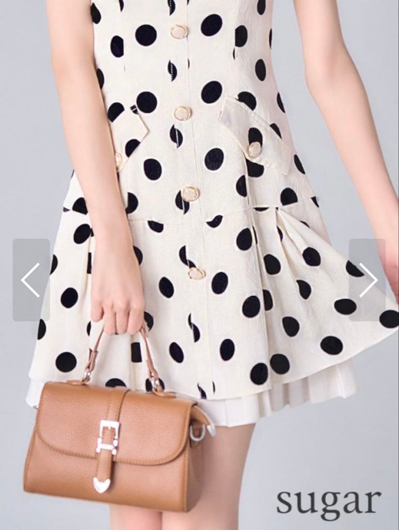 エルケイドレス　ドット柄フレアドレス