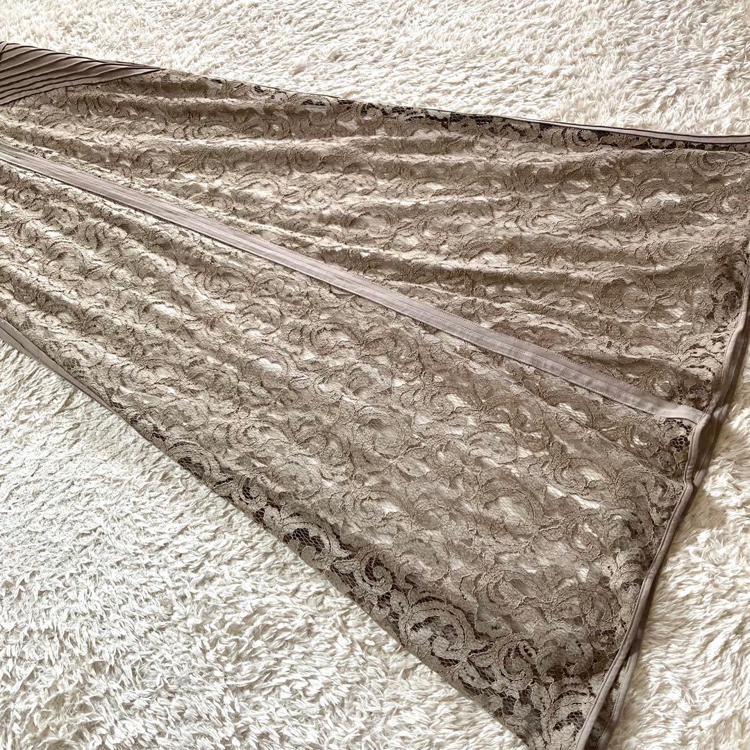 【美品 大きいサイズ12】タダシショージ 総レース ピンタック ロングドレス