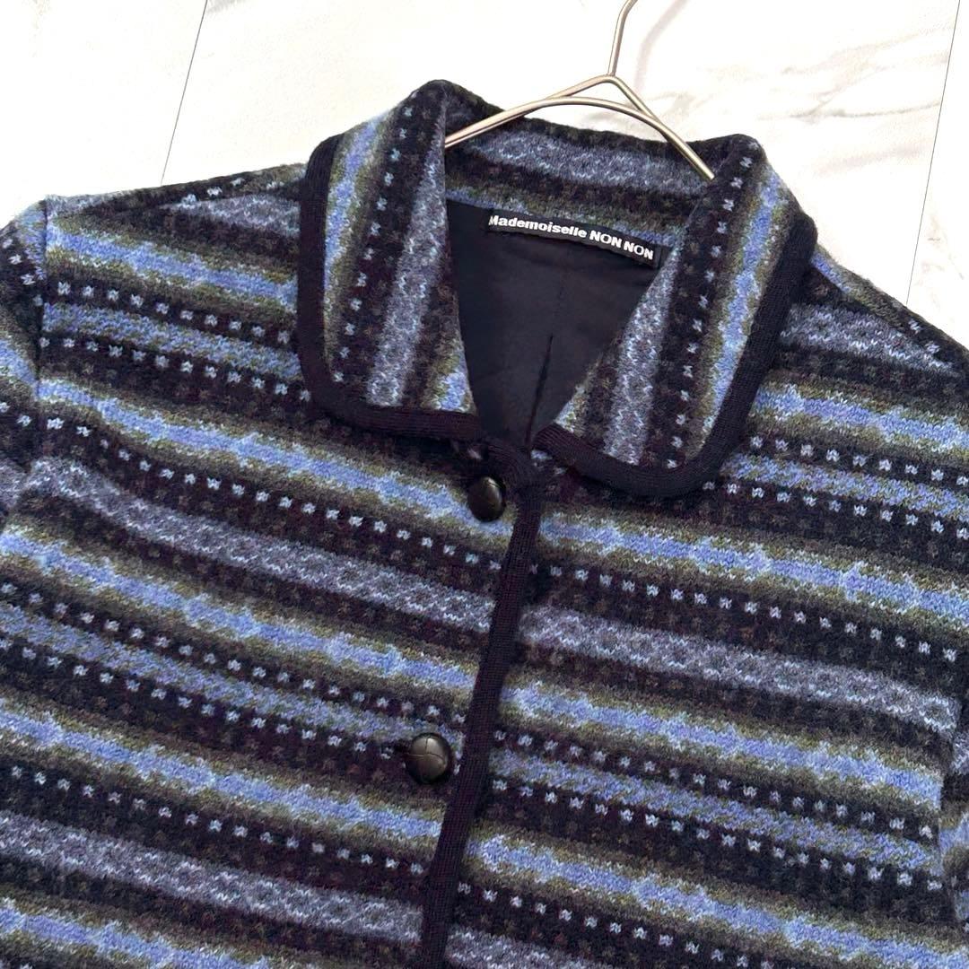 美品✨マドモアゼルノンノン ウールカーディガン ジャケット Lサイズ ネイビー