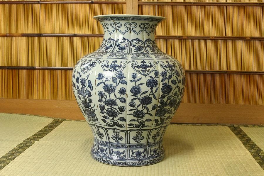中国美術 青花枝花紋 壺 高49cm(A595)