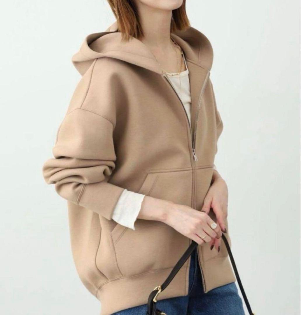 新品タグ付き スローブイエナ ボリュームジップアップ フーディ キャメル2024