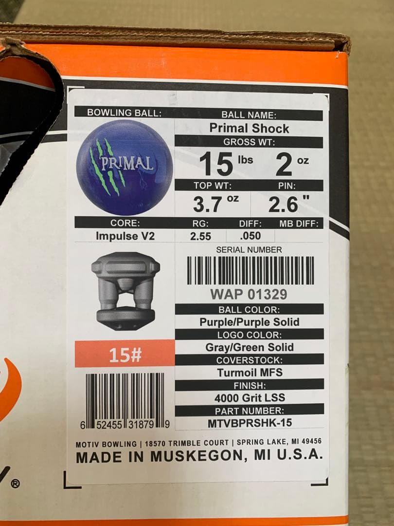 ボウリングボール Motiv プライマルショック 15p