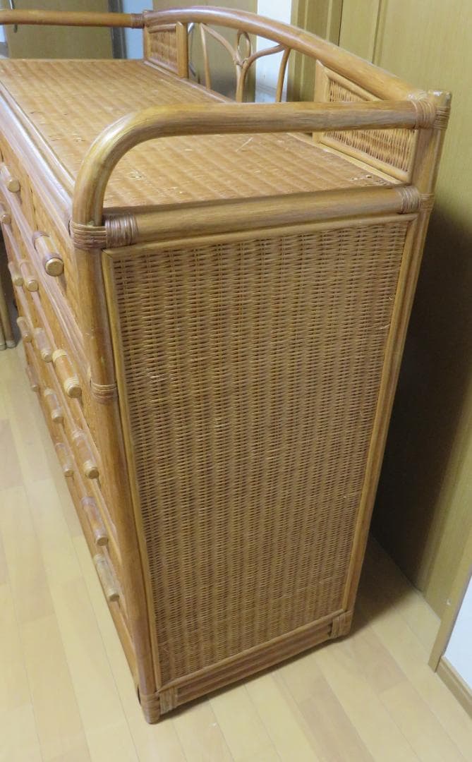 籐家具 　タンス 　５段　ビンテージ 　ヴィンテージ　古家具　籐ラック
