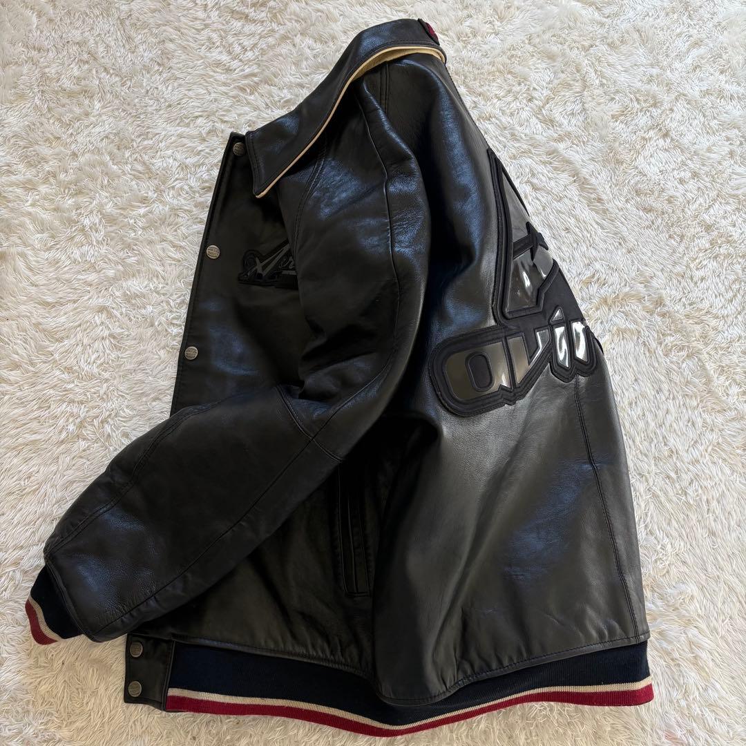 美品　アヴィレックス　レザージャケット　スタジャン　バックロゴ　ワッペン　2XL